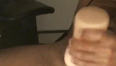 Hairy Man Masturbates with Two Toys and Ejaculates Inside