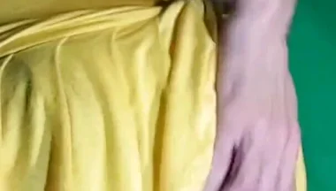 Pale Yellow Thong Under Yellow Skirt