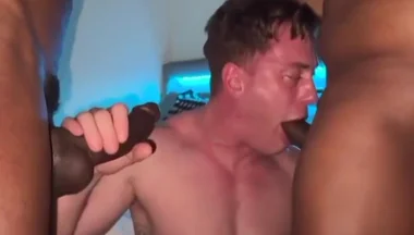 Two Bbc Alphas Spit Roast Locked Muscle Hooker