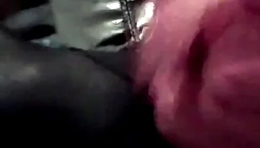 Latex Masked Sissy in Corset Cums in the Bathroom