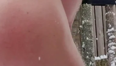 18 Year Old Blonde Twink Freezes Naked in -10 Degree Winter - Hard in Snow