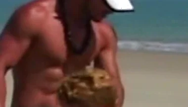 Two Sexy Latino Boys Fucking Bareback on the Beach for Fun Exhib