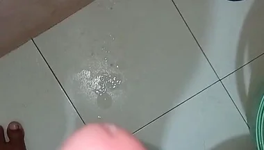 Solo Cock Cummshot Mastrubation in Bathroom