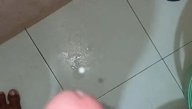 Solo Cock Cummshot Mastrubation in Bathroom