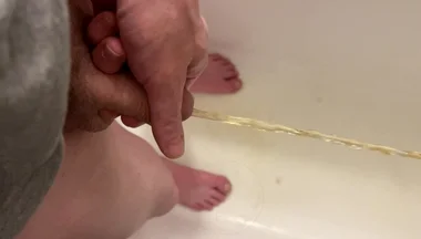 Amateur Boy Pissing, with Close-up and Good Quality Slow Motion of the Load of Pee Coming Out of the Pee-hole (urethra)