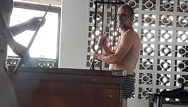 Camera Films Straight Players Playing Pool and Naked