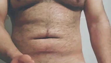 Hairy Big Man Playing with His Dick