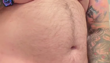 Chubby Tattooed Hairy Bear Cumshot. with His Big Cock.