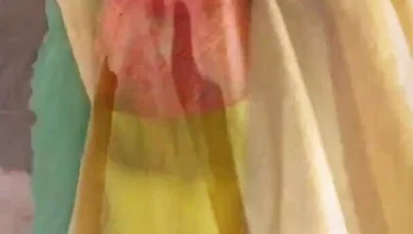 Red Lacy Panties Under Yellow Skirt