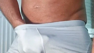 I Masturbate in My White Boxers and Take Out My Big Cock