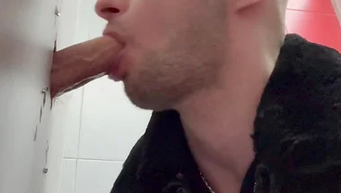 Chav Scally Boy Sucks Big Dick Glory Hole in Public Toilet