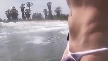 I Have a Sexy Cock and I Think People Must Know so I Wear a See Through Thong in a Public Beach