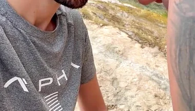 Hot Stepdaddy Sucking Massive Cock Outdoors