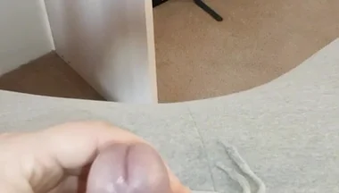 When I'm Home Alone - Jerking off My Shaved Dick Ended in an Orgasm on a Gaming Chair