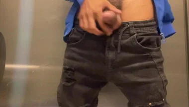 Enjoying Masturbation in a Public Bathroom