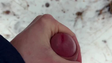 Handy POV - Twink Wixt His Cock in the Forest - in Winter