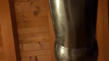 Grandpa Fucks Himself with His Black BDSM Dildo