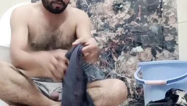 Indian Desi Man Enjoy Shower and Home Duty