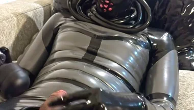Latex Alien Enjoying with the Vibrator