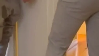 Desperate Boy Left Outside by His Flatmate Wets Himself and Then Gets His Revenge