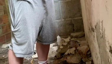 Boy Caught Pissing Handsfree in an Abandoned Building