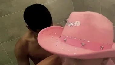 Femboy Gets Fucked by a Stranger in the Bathroom of the Hotel Where She Is on Vacation with Her Family