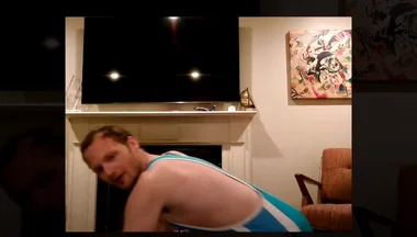 Singlet Wrestles Boy, Strips, Sucks, Rims, Bareback Doggy Style on the Living Room Floor