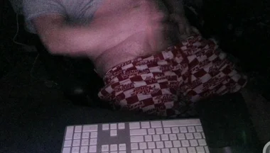 Night Time Masturbation Tease at My Computer with the Webcam on and the Night Time Ready for Action