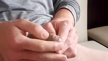 Massive Nice White Uncut Cuck Cums Many Masturbation of a Young Man
