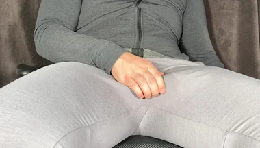 Hands Free Cum in Grey Sweatpants