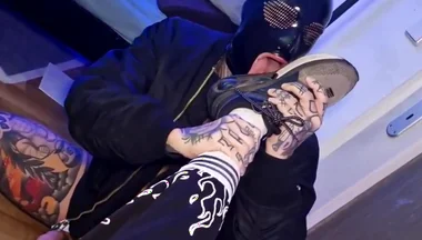 Skinhead suck cock and licking sneaker