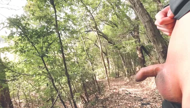 A Boy with a Small Foreskin Pees a Huge Stream Outdoors