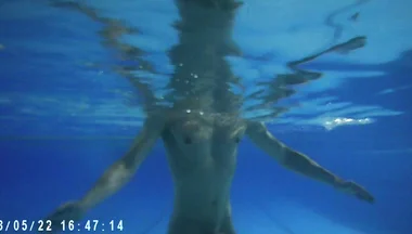 Indoor Public Pool Solo Uncut Nude Fit Man Swimming