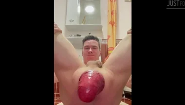 Huge Anal Prolapse in the Bathroom in Different Poses