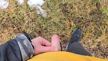 A Bit Risky Peeing - POV Outdoor Male Pee During a Nature Walk