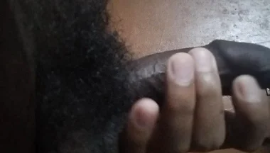 Masturbating,rubbing, and Slapping My Hairy Uncut Black Cock After Long Time