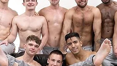 Ten Horny Studs Take Turns At Zac Steele Insatiable Ass