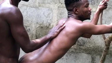 Outdoors Sex Muscular African Top Guy Demolish a Poor Bottom Asshole Inside Bush