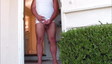Side Door Jerkoff and Cum