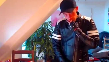 Leather boi smoke chaining cock wanking cum load