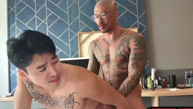Muscular Asian Eats Tony Phung Ass Before Bareback Fuck - Damian Dragon