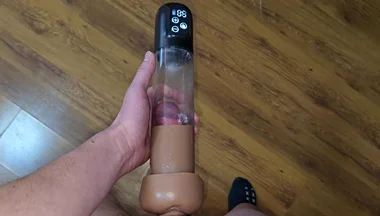 After Orgasm - Pumping My Cock in a Cum-filled Vacuum Pump