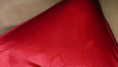 Wife's Sexy Red Thong Full of Cum!