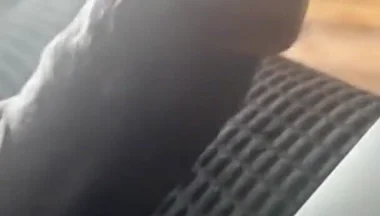 Stroking My Big Black Cock Watching Porn
