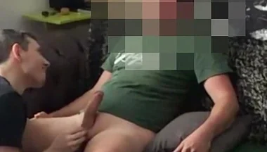 Straight Curious Handyman Seduced by Gay and Gets Sucked on the Couch While Gaming