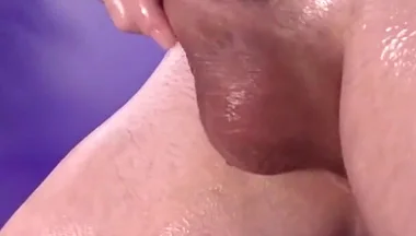 Femboy Plays with His Big Oily Cock and Squirts Cum