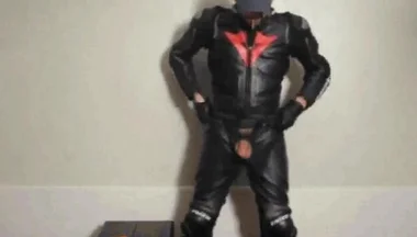leather biker gear cum load