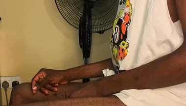 Skinny African Boy First Cum on Cam