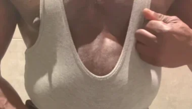 Black Muscle Stepdad Revealing Singlet Bate Cum Post Gym Shower