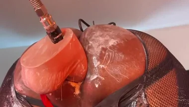 Femboy Gapes Hole with Mr Hankey Dildo - Deep Anal Fuck Machine Session